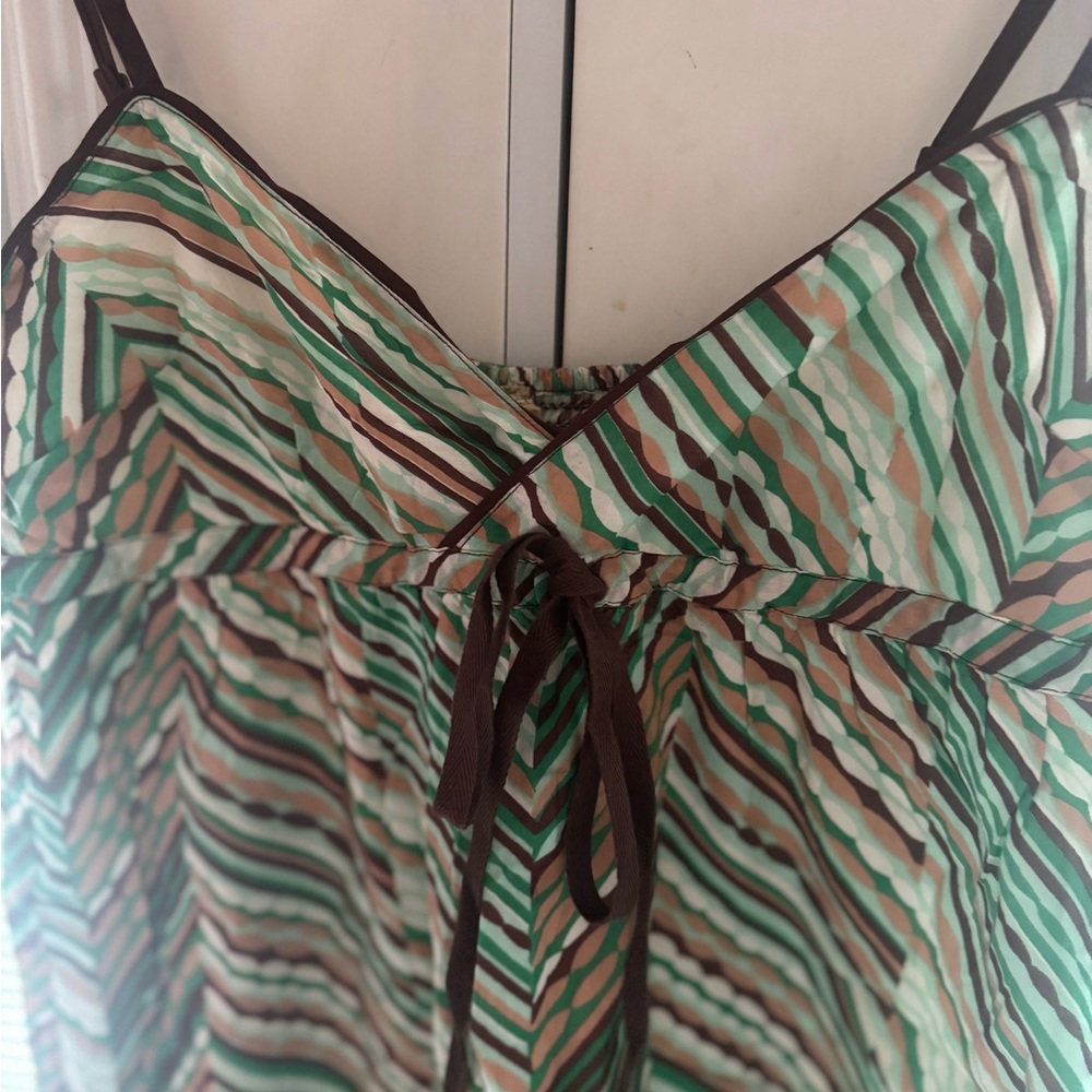 NWOT Anthropologie Striped Green and Brown Dress